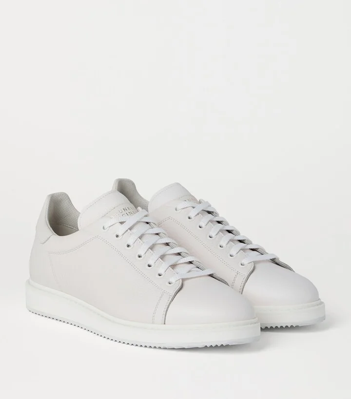 Brunello Cucinelli Grained Leather Sneakers - Image 2