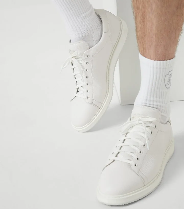 Brunello Cucinelli Grained Leather Sneakers - Image 4