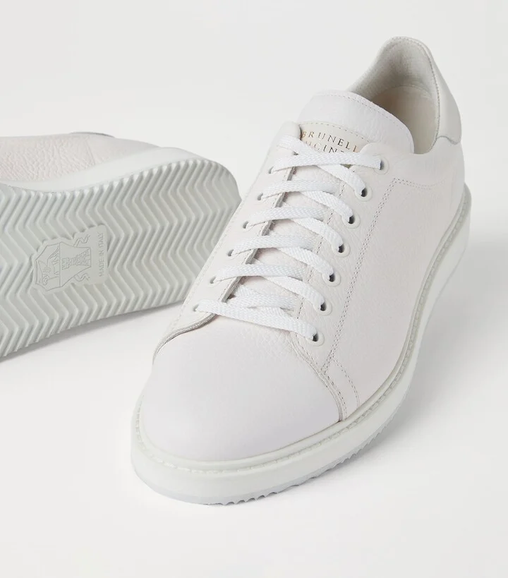 Brunello Cucinelli Grained Leather Sneakers - Image 6