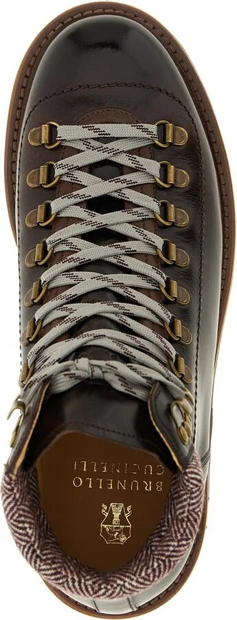 Brunello Cucinelli Herringbone Insert Ankle Boots - Image 4