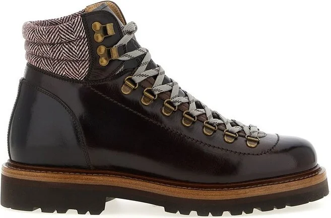 Brunello Cucinelli Herringbone Insert Ankle Boots