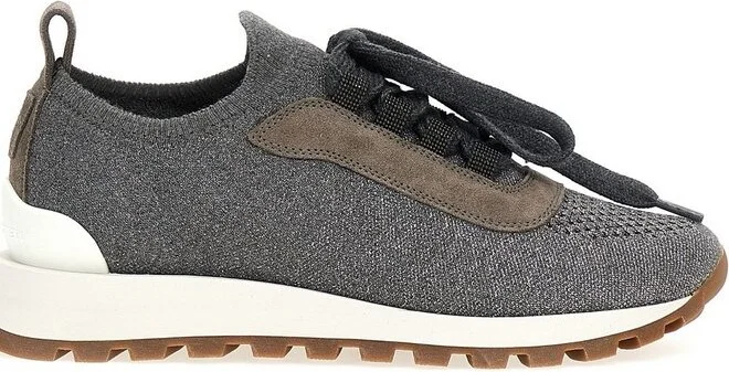Brunello Cucinelli Knitted Lace-Up Sneakers