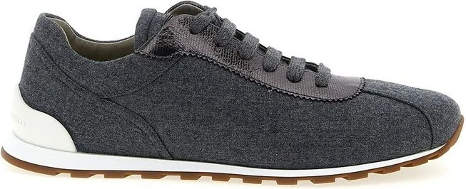 Brunello Cucinelli Lace-Up Flannel Sneakers