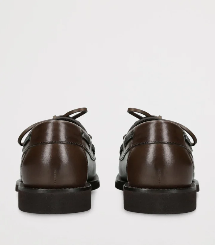 Brunello Cucinelli Leather Boat Shoes - Image 2
