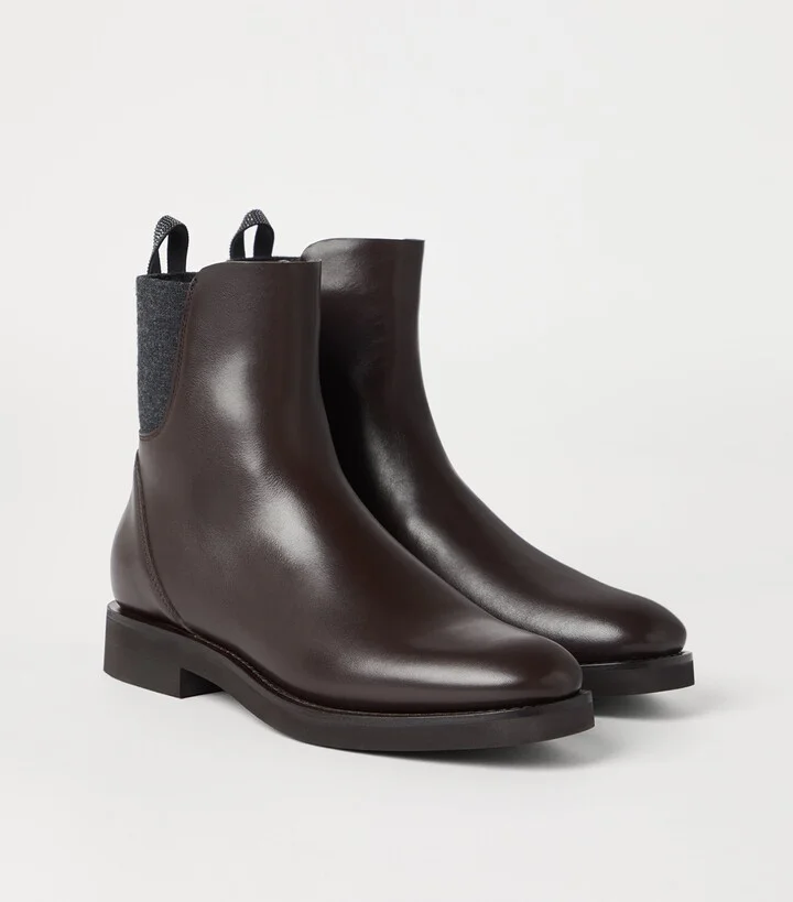 Brunello Cucinelli Leather Chelsea Boots - Image 3