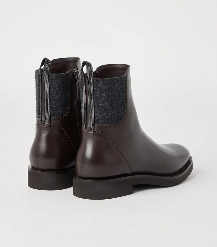 Brunello Cucinelli Leather Chelsea Boots - Image 4