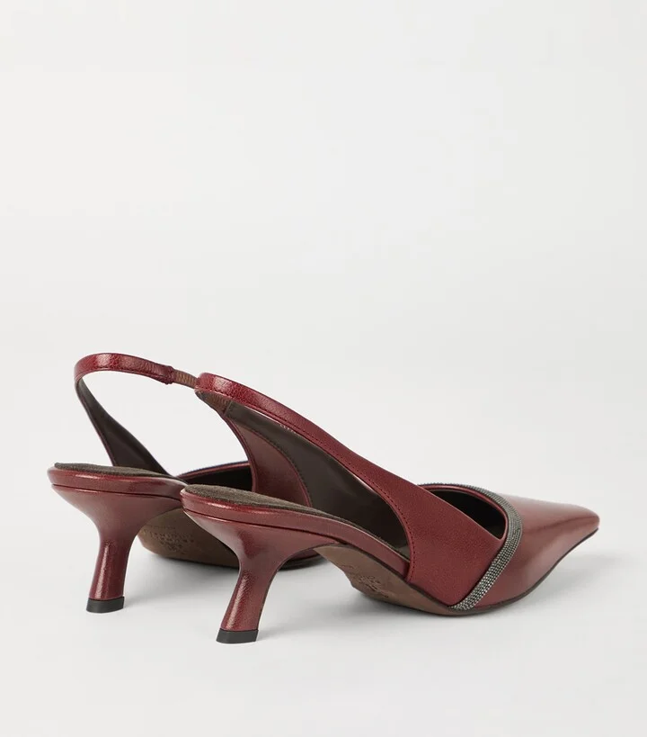 Brunello Cucinelli Leather City Slingback Heels 65 - Image 4