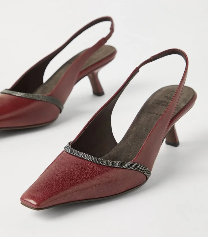 Brunello Cucinelli Leather City Slingback Heels 65 - Image 5
