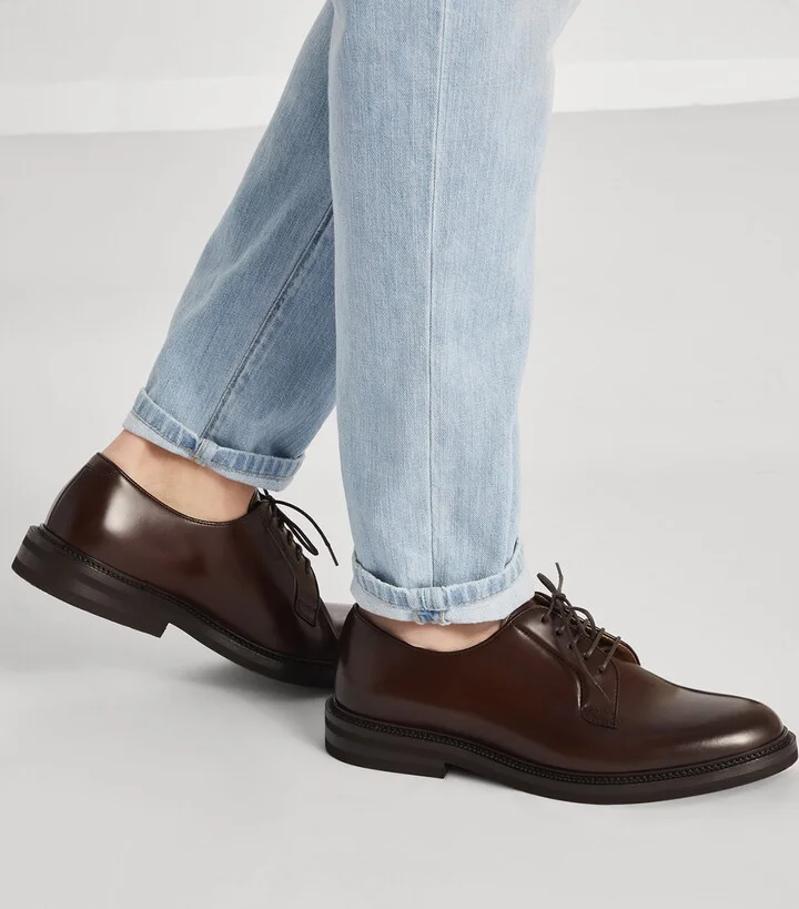 Brunello Cucinelli Leather Derby Shoes - Image 4