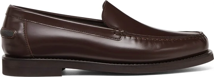 Brunello Cucinelli Leather Embellished Penny Loafers