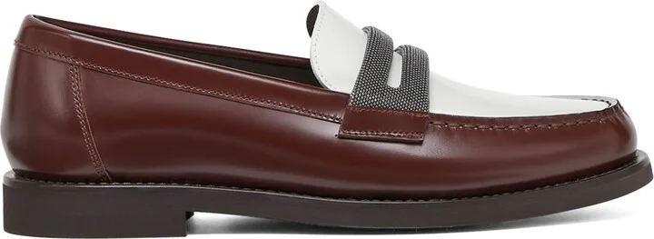 Brunello Cucinelli Leather Monili Clamp Penny Loafers
