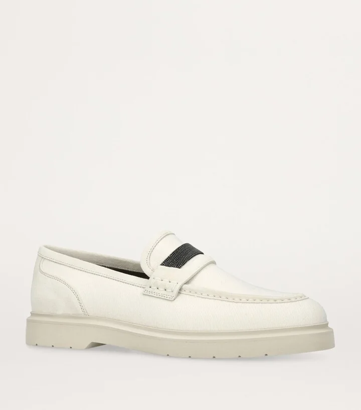 Brunello Cucinelli Leather Monili Penny Loafers - Image 3