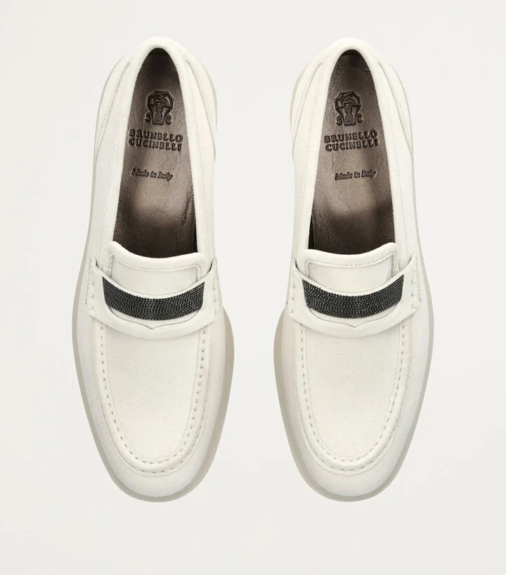 Brunello Cucinelli Leather Monili Penny Loafers - Image 4