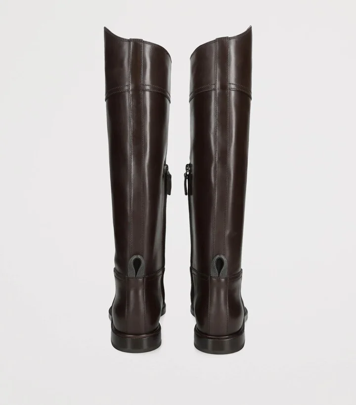 Brunello Cucinelli Leather Riding Boots - Image 2