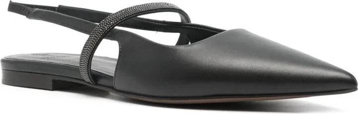 Brunello Cucinelli Leather Slingback Pumps - Image 3