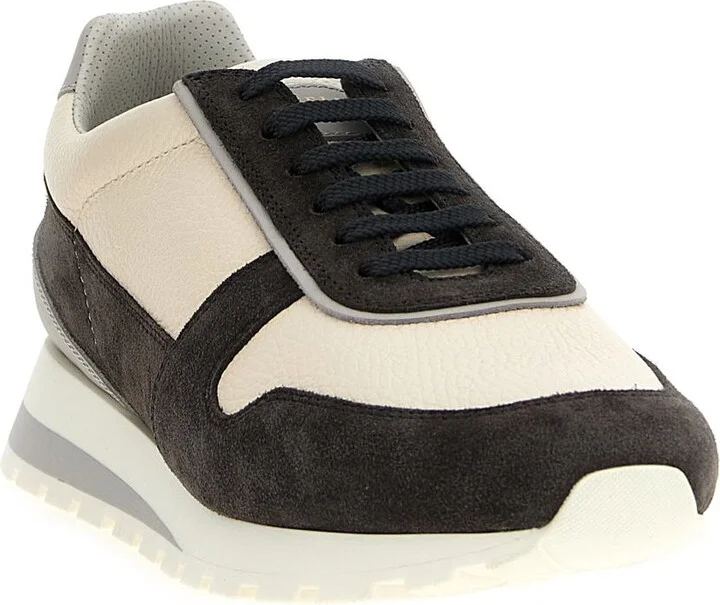 Brunello Cucinelli Leather Suede Sneakers - Image 2