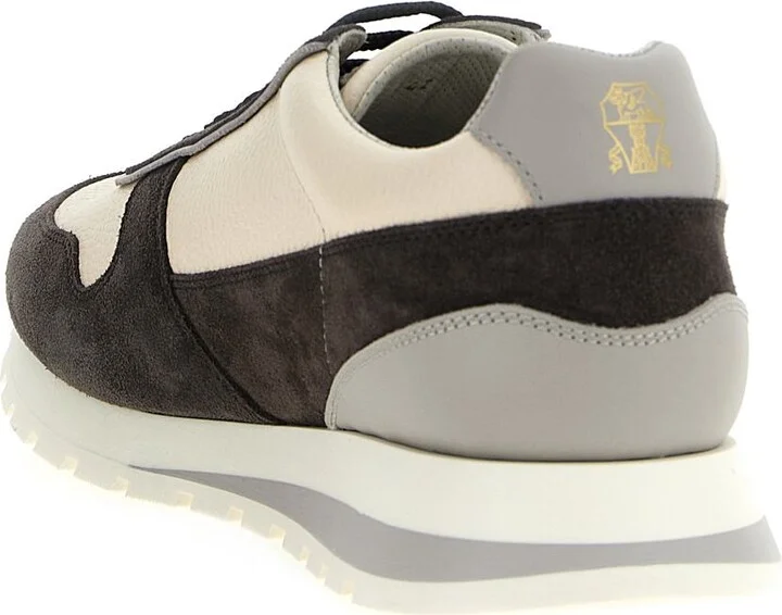 Brunello Cucinelli Leather Suede Sneakers - Image 3