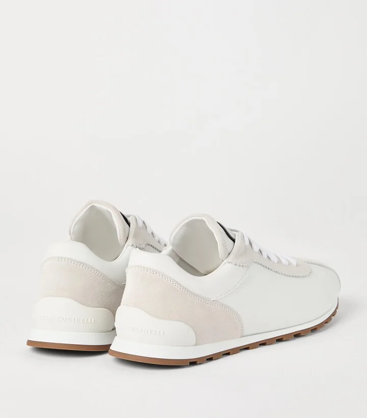 Brunello Cucinelli Leather Suede-Trim Sneakers - Image 3