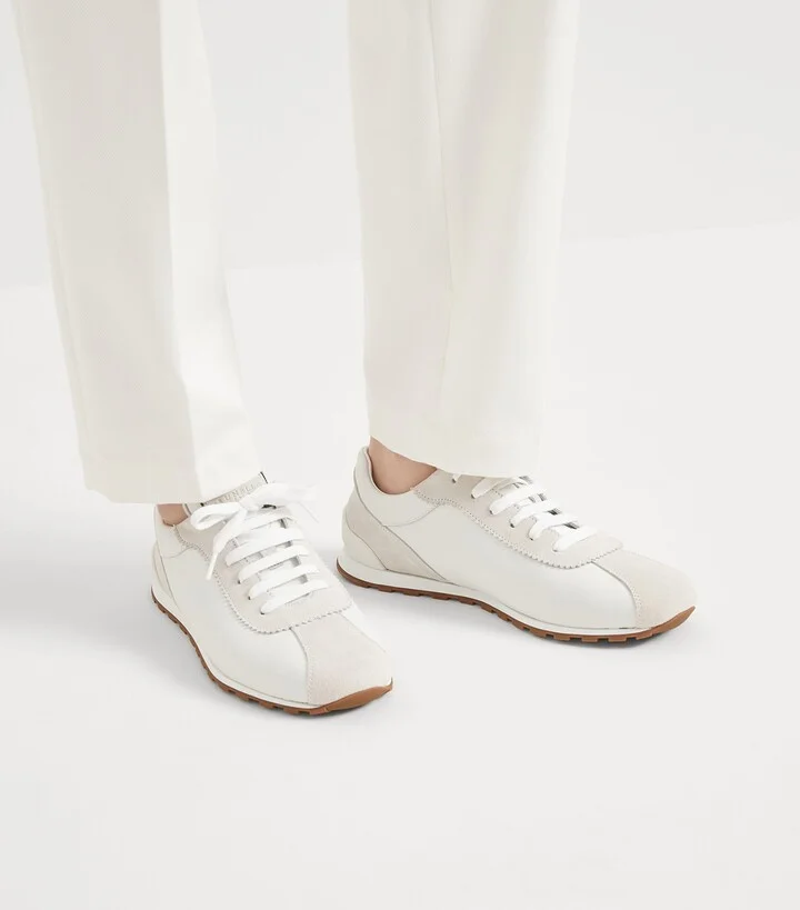 Brunello Cucinelli Leather Suede-Trim Sneakers - Image 4