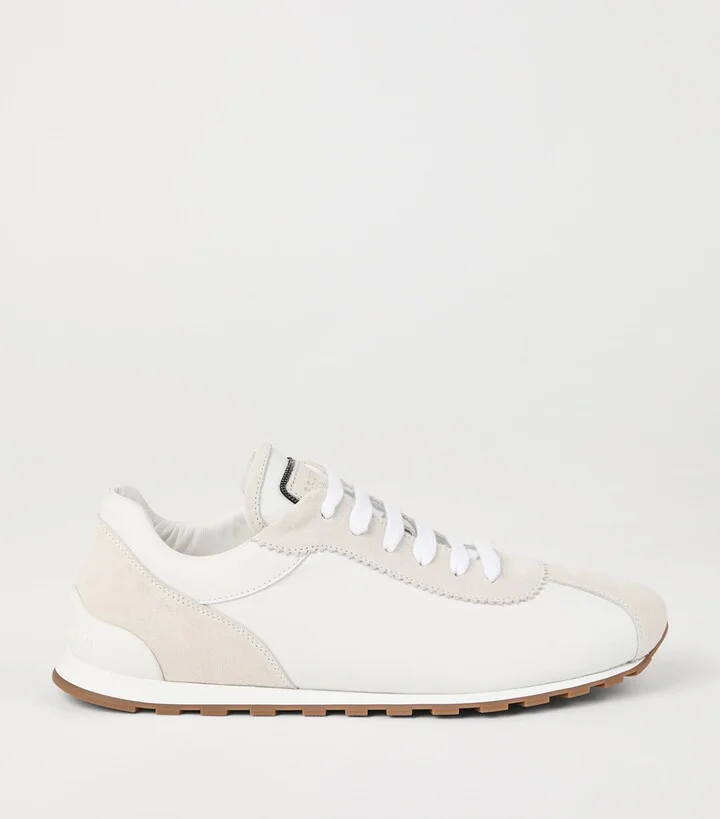 Brunello Cucinelli Leather Suede-Trim Sneakers - Image 5