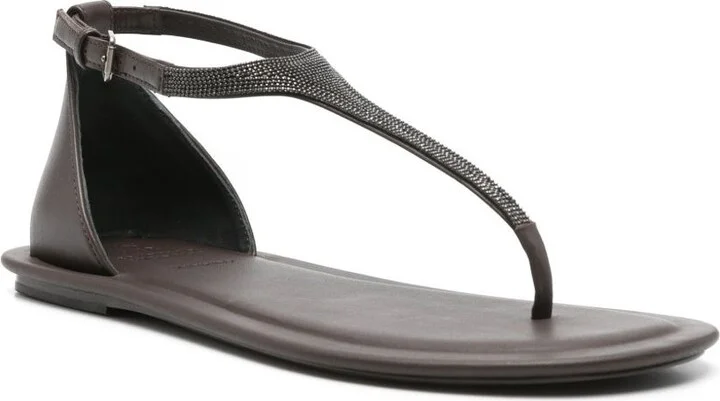 Brunello Cucinelli Leather Thong Sandals - Image 2
