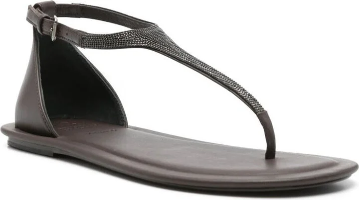 Brunello Cucinelli Leather Thong Sandals - Image 2