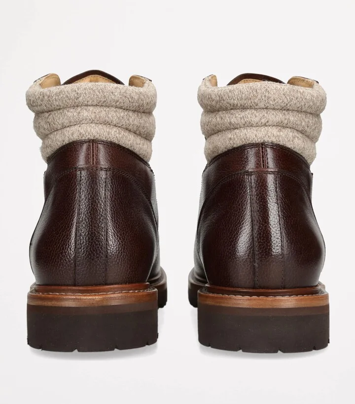 Brunello Cucinelli Leather Wool-Trim Mountain Boots - Image 2