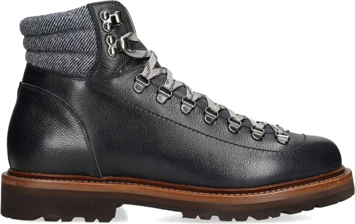 Brunello Cucinelli Leather Wool-Trim Mountain Boots