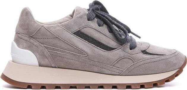Brunello Cucinelli Logo Embossed Lace-Up Sneakers