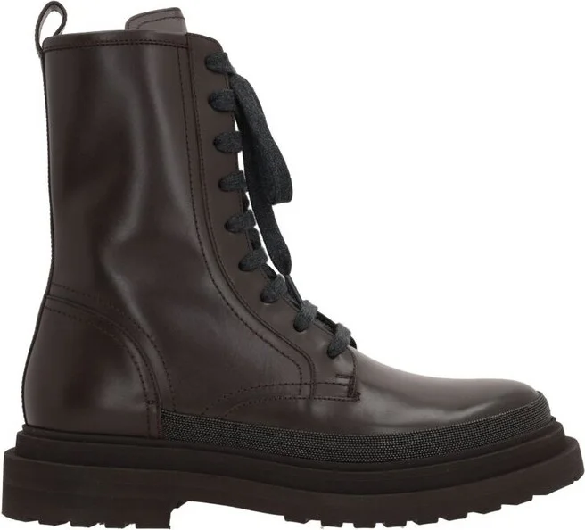 Brunello Cucinelli Monile Lace-Up Ankle Boots