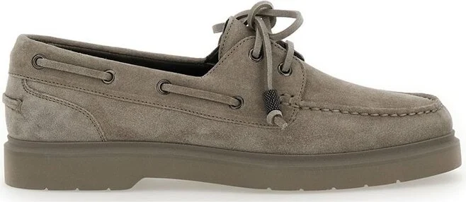 Brunello Cucinelli Monili-Chain Slip-On Boat Shoes