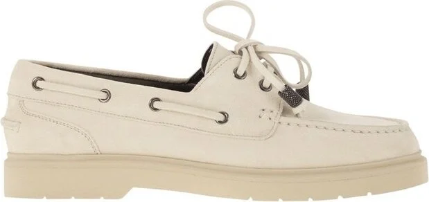 Brunello Cucinelli Monili-Chain Slip-On Boat Shoes