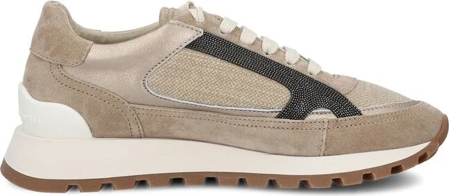Brunello Cucinelli Monili-Embellished Panelled Lace-Up Sneakers