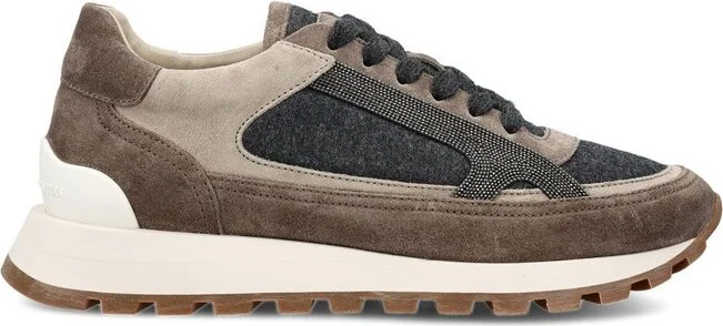 Brunello Cucinelli Monili-Embellished Panelled Lace-Up Sneakers