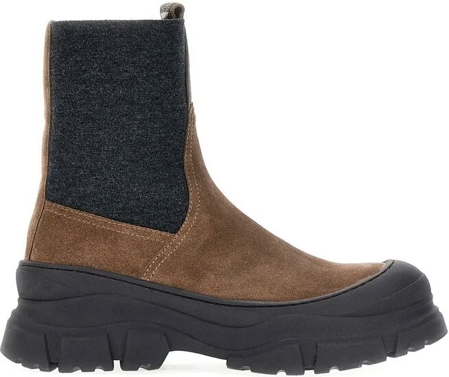 Brunello Cucinelli Monili-Embellished Slip-On Ankle Boots