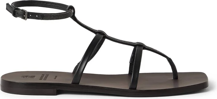 Brunello Cucinelli Nappa Leather Precious Strap Sandals