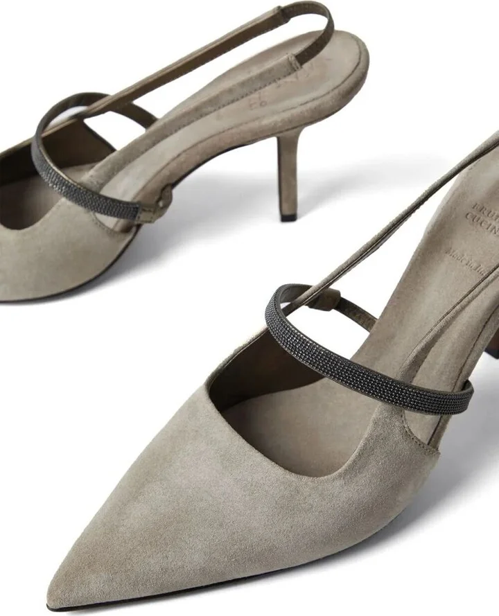 Brunello Cucinelli Pointed Sling-Back Shoes - Image 5