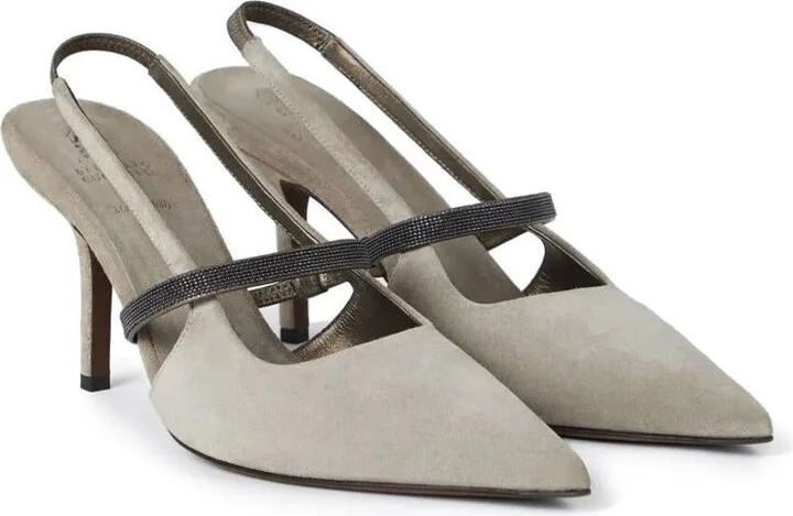 Brunello Cucinelli Pointed Sling-Back Shoes - Image 6