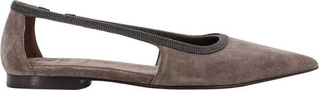 Brunello Cucinelli Pointed-Toe Ballerina Flats