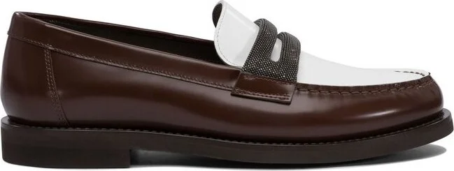 Brunello Cucinelli Precious Clamp Minimal Penny Loafers