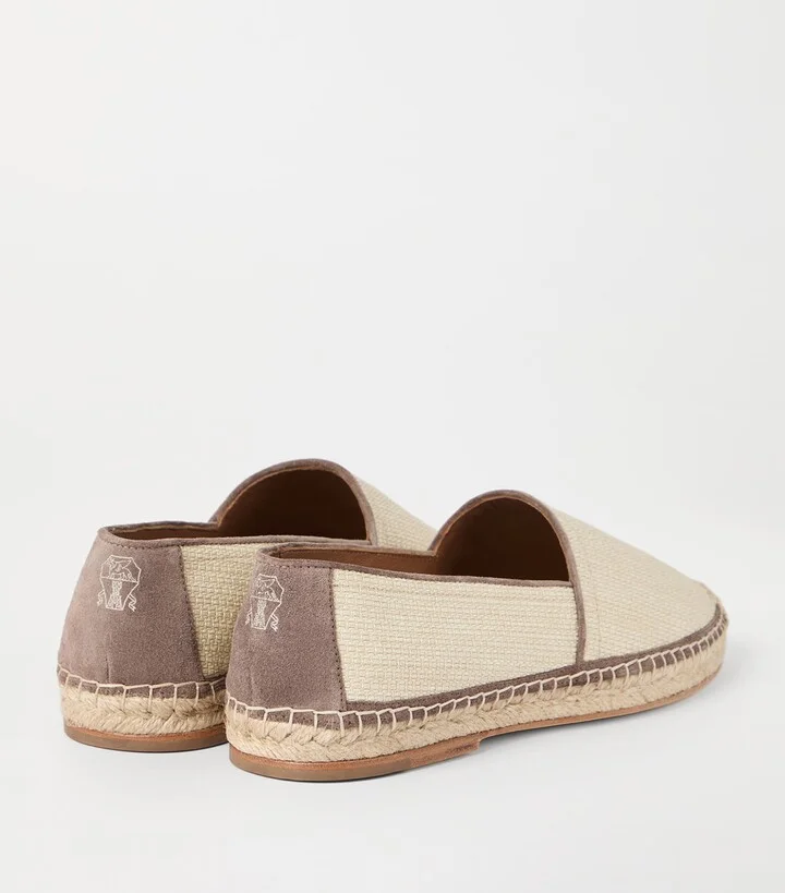 Brunello Cucinelli Raffia and Leather Espadrilles - Image 3
