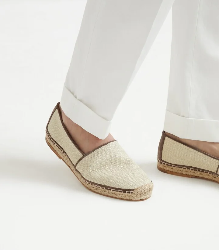 Brunello Cucinelli Raffia and Leather Espadrilles - Image 4