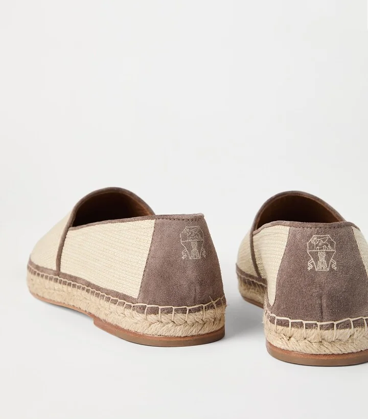 Brunello Cucinelli Raffia and Leather Espadrilles - Image 5