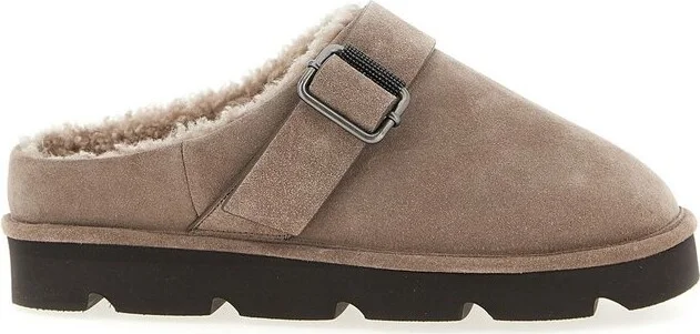 Brunello Cucinelli Round Toe Buckled Mules