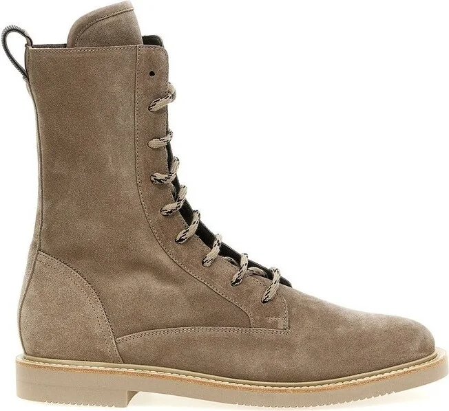 Brunello Cucinelli Round-Toe Lace Up Boots