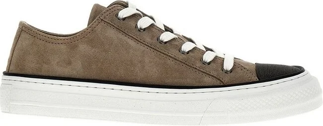 Brunello Cucinelli Round-Toe Lace-Up Sneakers