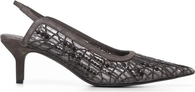 Brunello Cucinelli Sequin Embellished Slingback Pumps