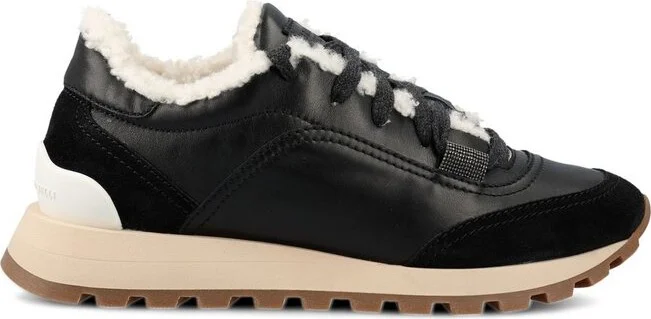 Brunello Cucinelli Shearling Lace-Up Sneakers
