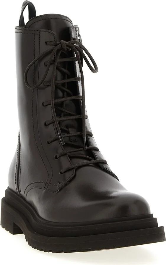 Brunello Cucinelli 'Shiny Loop Detail' Combat Boots - Image 2