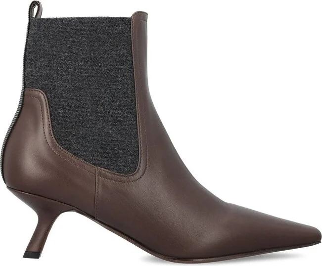 Brunello Cucinelli Shiny Loop Detailed Ankle Boots